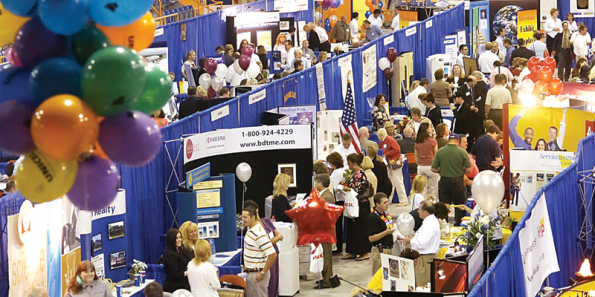 Tradeshow exhibitors with promotional products